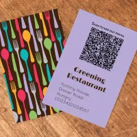 Restaurant cafe eating establishment menu QR code Calling Card