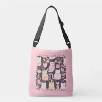 This Mom Just Loves Cats Coffee & Books Cat Mom Crossbody Bag