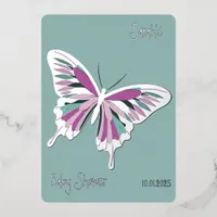 Butterfly Sweet Palette Baby Shower silver  Foil Invitation