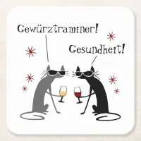 Gewurztraminer Gesundheit White Wine Quote Square Square Paper Coaster