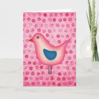 Birdie on Pink Polka Dots Card