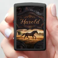 Harold's Horse Running at Sunset Zippo Lighter