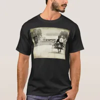 Two Amish Buggies Sepia Rural Road T-Shirt