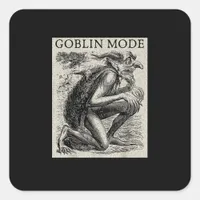 Goblin Mode Goblincore Vintage Aesthetic Funny Off Square Sticker