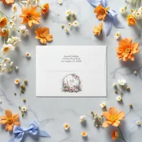 Elegant Bow Floral Baby Shower Monogram Envelope