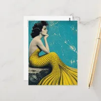 Beautiful Unique Retro Mermaid Postcard