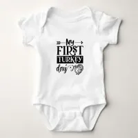 My First Turkey Day Typography  Baby Bodysuit