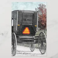 Autumn Amish Buggy Stationery