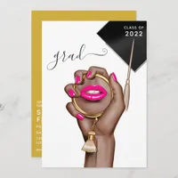 Pink and Gold Glam Chic Graduation Party Invitatio Invitation