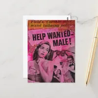 Help Wanted Male Mixed Media Collage Postcard