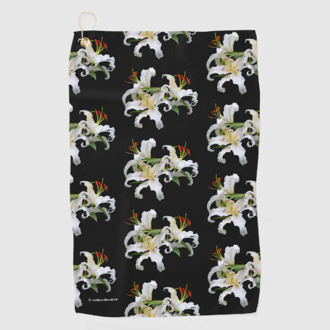 Elegant Casablanca White Oriental Lilies Golf Towel