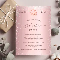 Graduation party blush pink silver 2025 invitation