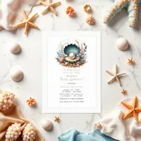 Under-the-Sea Theme Elegant Pearl Baby Shower Invitation