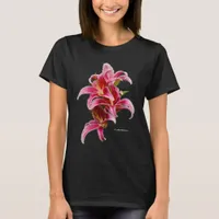 Elegant Pink Oriental Lilies Flowers T-Shirt
