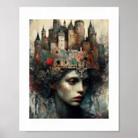 Fairy Tale Queen With Castle on Her Head Poster