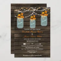 Barn wood Rustic mason jar Fall wedding invitation