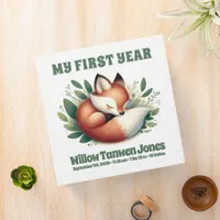 Cute Baby Fox Sleeps in Leaves Baby's 1st Year 3 Ring Binder