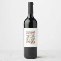 Tis The Season Retro Halloween Party Funny Trendy Wine Label