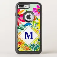 Watercolor Flowers Monogrammed  OtterBox Commuter iPhone 8 Plus/7 Plus Case