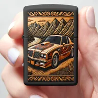 Muscle Car Among Majestic Mountains Zippo Lighter