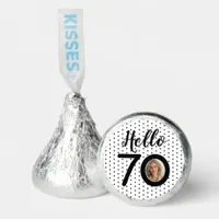 Hello 70 Black & White Dots Photo & Name Birthday Hershey®'s Kisses®