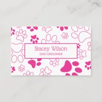 Bold Pink Paw Print Dog Walker | Pet Sitter Business Card