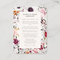 Floral Photo Sympathy Funeral Memorial Card