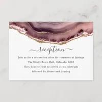 Blush and Gold Agate Wedding Reception Enclosure Card