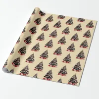 Retro Christmas Tree Pattern Wrapping Paper