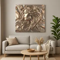 Elegant Molten Bronze Gold Woman with Flowing Hair Canvas Print