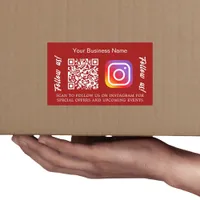 Red business name qr code Instagram Rectangular Sticker