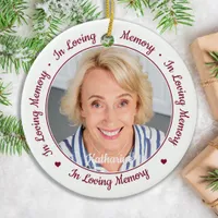 In Loving Memory Custom 2 Photo Christmas Memorial Ceramic Ornament
