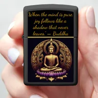 Golden Buddha meditating in lotus. Zippo Lighter