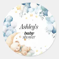 Baby Shower Sticker Blue Bear Balloons