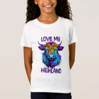 Love my Highland Cows Cyberpunk Style Art T-Shirt