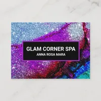 *~* Rainbow QR Glitter Glitz Glam Luxe Beauty Business Card