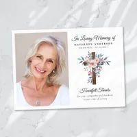 Eucalyptus Cross Funeral Memorial Thank You Card