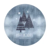 Christmas Trees and Snowflakes Blue ID863 Cutting Board