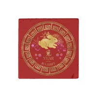 Chinese Zodiac Rabbit Red/Gold ID542 Stone Magnet