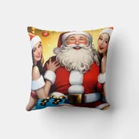 Dirty Santa's Festive Night with Christmas Cheer Throw Pillow