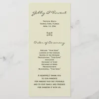 Tropical Beach Wedding Program