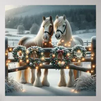 Festive Horses and Christmas Lights  Poster