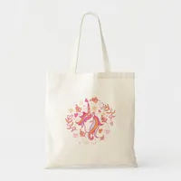 Unicorn in Pink and Orange Tote Bag