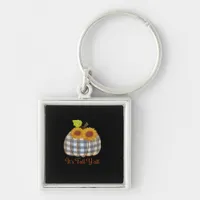It’s Fall Y’all Pumpkin Plaid Design Halloween Fun Keychain