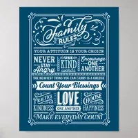 Family Rules Typography House Rules Cute Poster