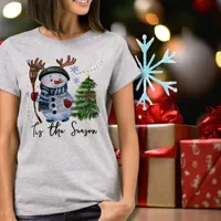 Custom "Tis the Season" Antlered Snowman  T-Shirt