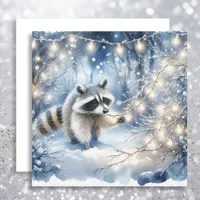 Racoon Magical Enchanted Christmas Forest  Holiday Card