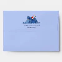 Festive Watercolor Sea Lions Envelope