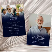 Modern Elegant 2-Photo Funeral/Memorial Service In Invitation