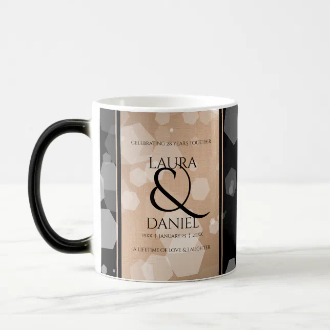 Elegant 28th Linen Wedding Anniversary Celebration Magic Mug